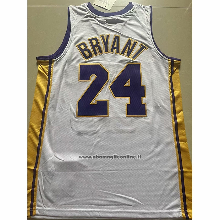 Maglia Los Angeles Lakers Kobe Bryant No 24 Mitchell & Ness 2009-10 Bianco